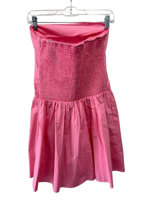 Susana Monaco Size L Pink Cotton Strapless Shirred Back Darted Dress Pink / L
