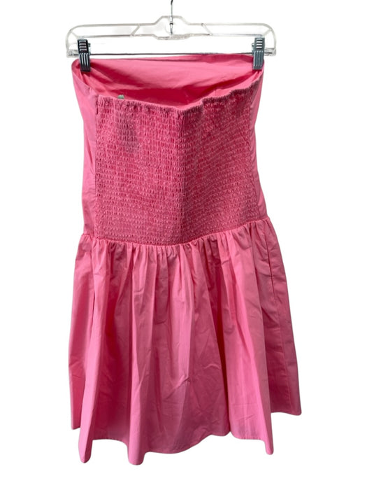 Susana Monaco Size L Pink Cotton Strapless Shirred Back Darted Dress Pink / L