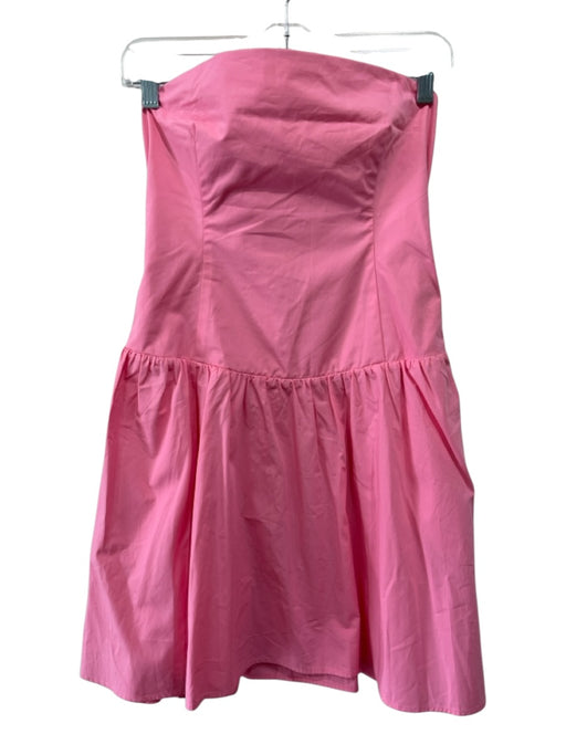 Susana Monaco Size L Pink Cotton Strapless Shirred Back Darted Dress Pink / L