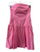 Susana Monaco Size L Pink Cotton Strapless Shirred Back Darted Dress Pink / L