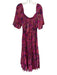 Misa Size M Fuchsia & Multi Polyester Off Shoulder Metallic Thread Dress Fuchsia & Multi / M