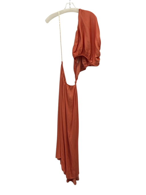Farm Rio Size S Peach Orange Viscose One Shoulder Cutout Dolman Sleeve Dress Peach Orange / S
