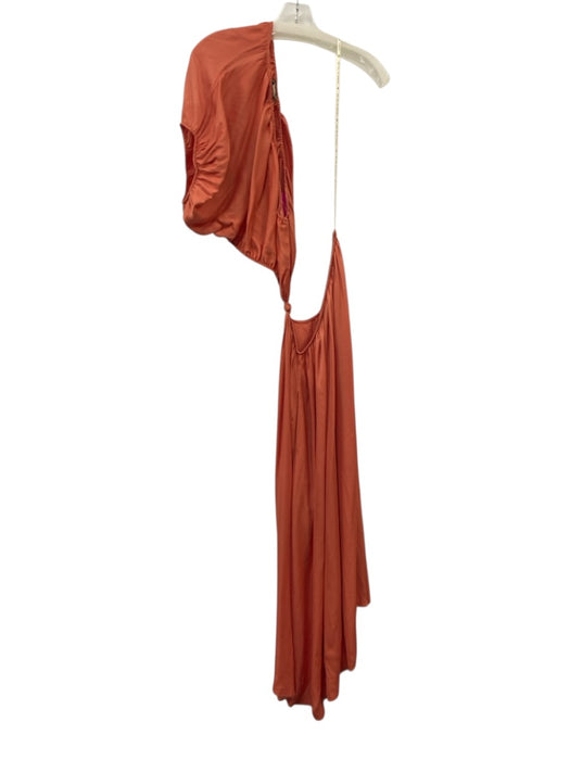 Farm Rio Size S Peach Orange Viscose One Shoulder Cutout Dolman Sleeve Dress Peach Orange / S