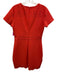 Likely Size 10 Red Polyester Blend Floral Cut Outs Short Sleeve Back Zip Dress Red / 10