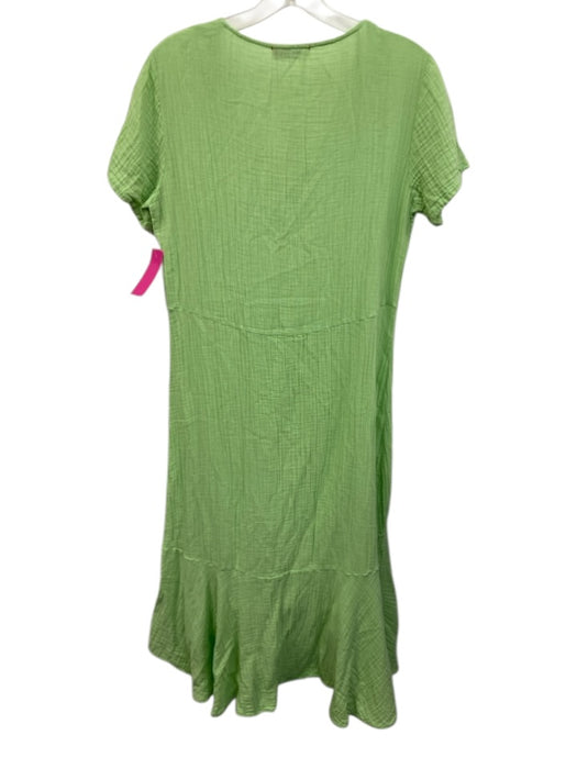 Stark X Size S Light Green Cotton Gauze Short Sleeve V Neck High-Low Dress Light Green / S