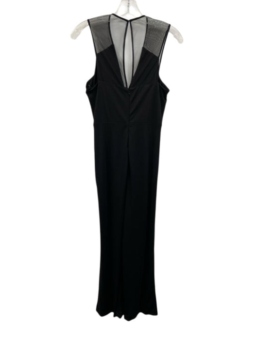 Parker Black Size 4 Black Viscose Mesh Detail V Neck Gathered Detail Gown Black / 4
