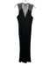 Parker Black Size 4 Black Viscose Mesh Detail V Neck Gathered Detail Gown Black / 4