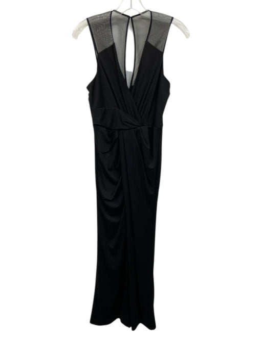 Parker Black Size 4 Black Viscose Mesh Detail V Neck Gathered Detail Gown Black / 4