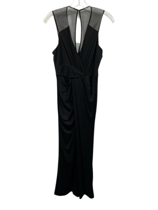 Parker Black Size 4 Black Viscose Mesh Detail V Neck Gathered Detail Gown Black / 4
