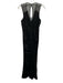 Parker Black Size 4 Black Viscose Mesh Detail V Neck Gathered Detail Gown Black / 4