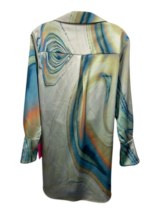 Jonathan Simkhai Size 2 Blue, Green & Orange Polyester Blend Marbled Dress Blue, Green & Orange / 2