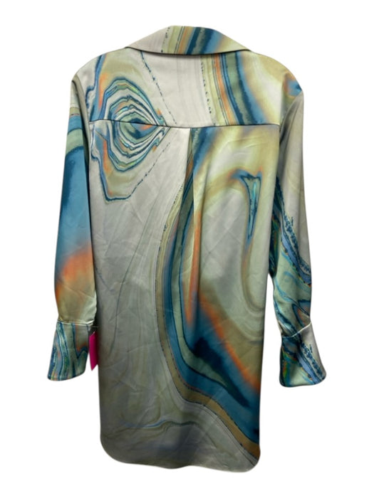 Jonathan Simkhai Size 2 Blue, Green & Orange Polyester Blend Marbled Dress Blue, Green & Orange / 2