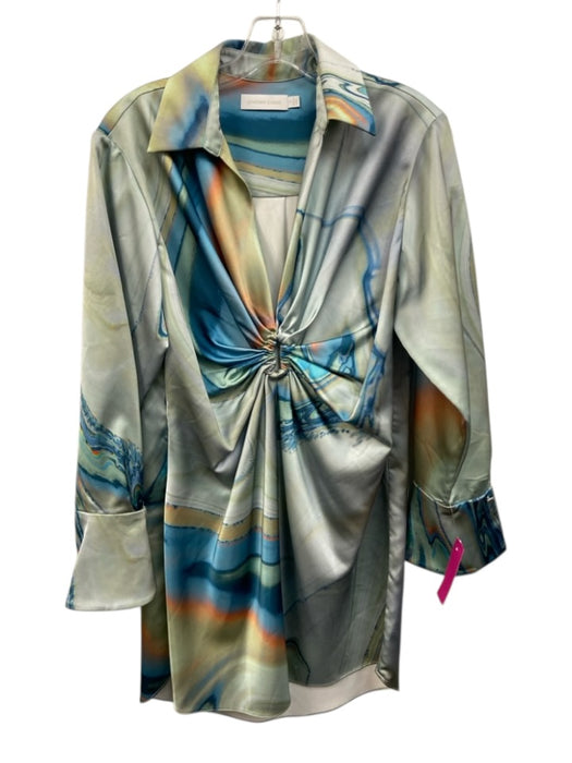 Jonathan Simkhai Size 2 Blue, Green & Orange Polyester Blend Marbled Dress Blue, Green & Orange / 2