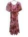 Trina Turk Size S Pink & Multi Silk Short Cap Sleeve Hook & Eye Floral Dress Pink & Multi / S