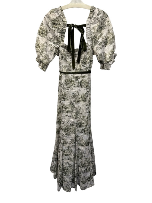 Nicola Bathie x Antonio Melani Size 4 Cream White & Green Cotton Blend Dress Cream White & Green / 4