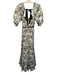 Nicola Bathie x Antonio Melani Size 4 Cream White & Green Cotton Blend Dress Cream White & Green / 4