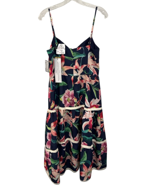 PatBo Size 8 navy blue & multi Polyester Floral Cutout Detailing Tiered Dress navy blue & multi / 8