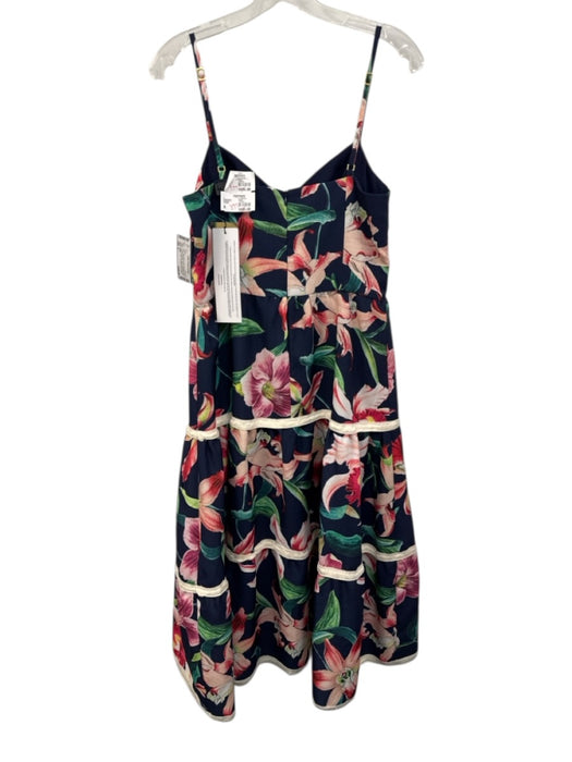 PatBo Size 8 navy blue & multi Polyester Floral Cutout Detailing Tiered Dress navy blue & multi / 8