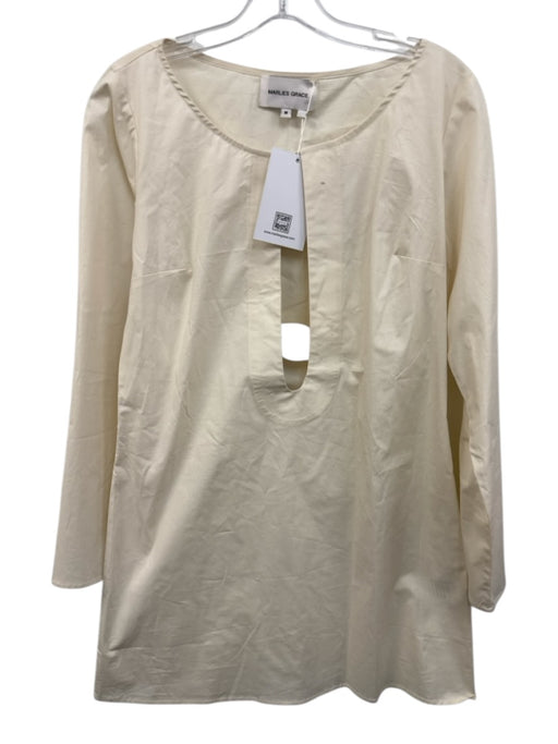 Marlies Grace Size M Cream White Cotton Blend Long Flare Sleeve Tunic Dress Cream White / M