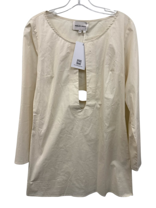 Marlies Grace Size M Cream White Cotton Blend Long Flare Sleeve Tunic Dress Cream White / M