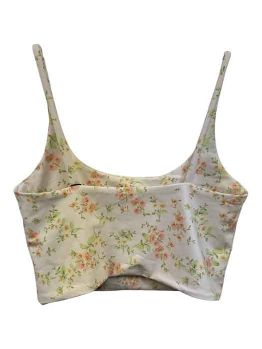 Skatie Brand Size L Cream, Green & Pink Polyester Blend Floral Crop Athletic Set Cream, Green & Pink / L