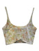 Skatie Brand Size L Cream, Green & Pink Polyester Blend Floral Crop Athletic Set Cream, Green & Pink / L