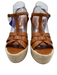 Saint Laurent Shoe Size 40.5 Cognac Brown Leather Upper Woven Wedge Sandals Cognac Brown / 40.5