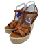 Saint Laurent Shoe Size 40.5 Cognac Brown Leather Upper Woven Wedge Sandals Cognac Brown / 40.5