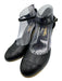 Chanel Shoe Size 42 Black & Gold Leather Upper Interlocking CC Toe Cap Wedges Black & Gold / 42
