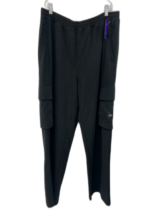 Alo Size XL Black Cotton Blend Solid Athleisure Men's Pants Black / XL