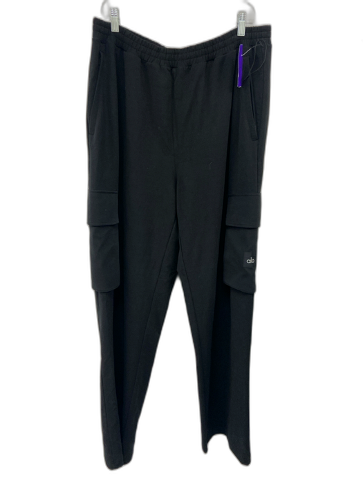 Alo Size XL Black Cotton Blend Solid Athleisure Men's Pants Black / XL