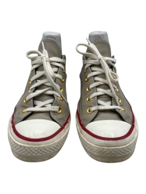 Converse Shoe Size 7 Taupe & White Leather lace up Cap Toe Low Top Sneakers Taupe & White / 7