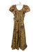 Ulla Johnson Size 0 Yellow & Brown Cotton Floral Maxi Boat Neck Dress Yellow & Brown / 0