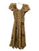 Ulla Johnson Size 0 Yellow & Brown Cotton Floral Maxi Boat Neck Dress Yellow & Brown / 0