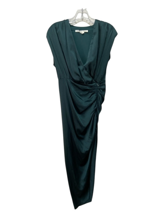 Veronica Beard Size 0 Dark Green Silk Sleeveless Ruched Side Zip Dress Dark Green / 0