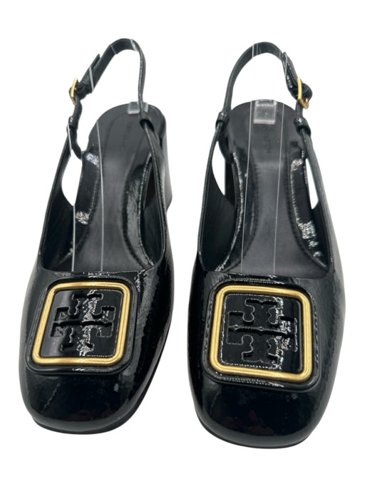 Tory Burch Shoe Size 8 Black Patent Leather Gold Tone Hardware Logo Pumps Black / 8
