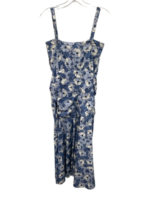 Veronica Beard Size 2 Blue, White & Navy Cotton Floral Stripe Button Front Dress Blue, White & Navy / 2