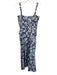 Veronica Beard Size 2 Blue, White & Navy Cotton Floral Stripe Button Front Dress Blue, White & Navy / 2