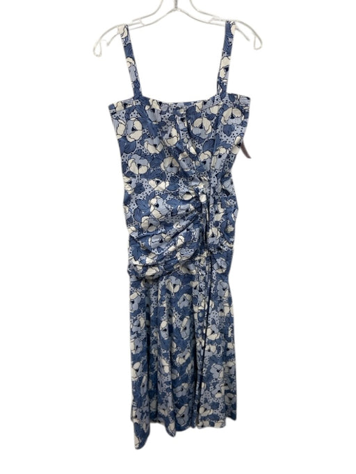 Veronica Beard Size 2 Blue, White & Navy Cotton Floral Stripe Button Front Dress Blue, White & Navy / 2