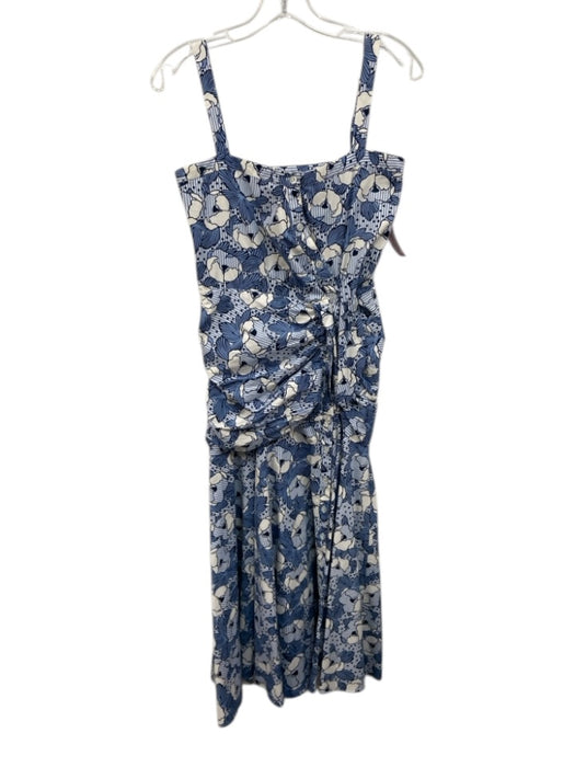 Veronica Beard Size 2 Blue, White & Navy Cotton Floral Stripe Button Front Dress Blue, White & Navy / 2