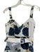 Nicholas Size 4 Cream White & Multi Cotton Blend Denim Sleeveless Floral Dress Cream White & Multi / 4