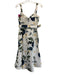 Nicholas Size 4 Cream White & Multi Cotton Blend Denim Sleeveless Floral Dress Cream White & Multi / 4