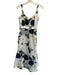 Nicholas Size 4 Cream White & Multi Cotton Blend Denim Sleeveless Floral Dress Cream White & Multi / 4