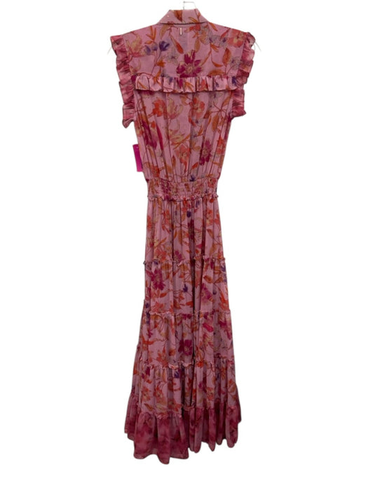 Misa Size XS Pink, Purple & Orange Polyester Blend Metallic Thread Floral Dress Pink, Purple & Orange / XS