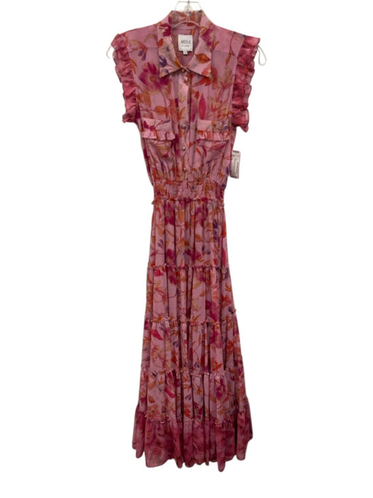 Misa Size XS Pink, Purple & Orange Polyester Blend Metallic Thread Floral Dress Pink, Purple & Orange / XS