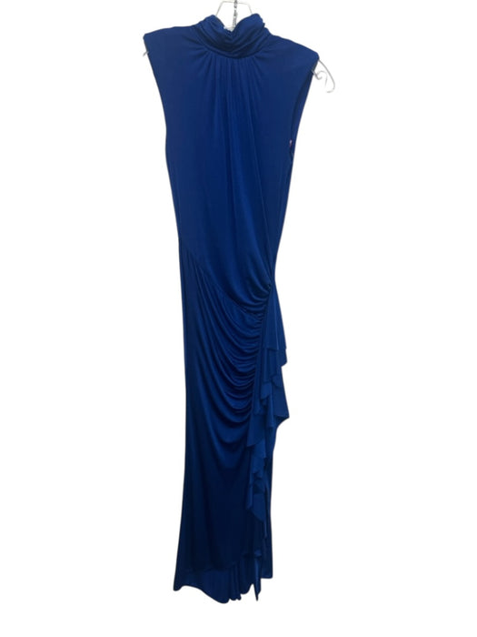 PatBo Size 4 Blue Polyester Blend Shimmer Sleeveless Gathered Ankle Length Gown Blue / 4