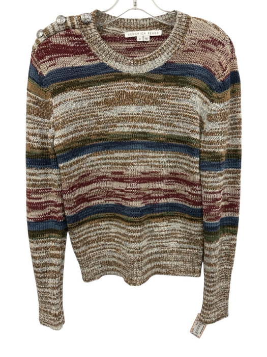 Veronica Beard Size XS Beige, Red & Multi Cotton Blend Metallic Thread Sweater Beige, Red & Multi / XS