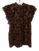 Ulla Johnson Size 0 Red Silk Tie V Neck Tiered Cap Sleeve Sheer Printed Top Red / 0