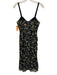 Cinq a Sept Size 4 Black, Yellow & White Print Silk Sleeveless Ruched Dress Black, Yellow & White Print / 4