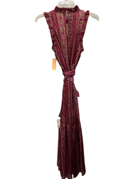 Marie Oliver Size XS Magenta Pink Silk Blend Metallic Thread Floral Stripe Dress Magenta Pink / XS